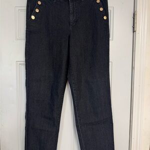 Nine West Dark Blue Straight Leg Jeans with Gold Accents